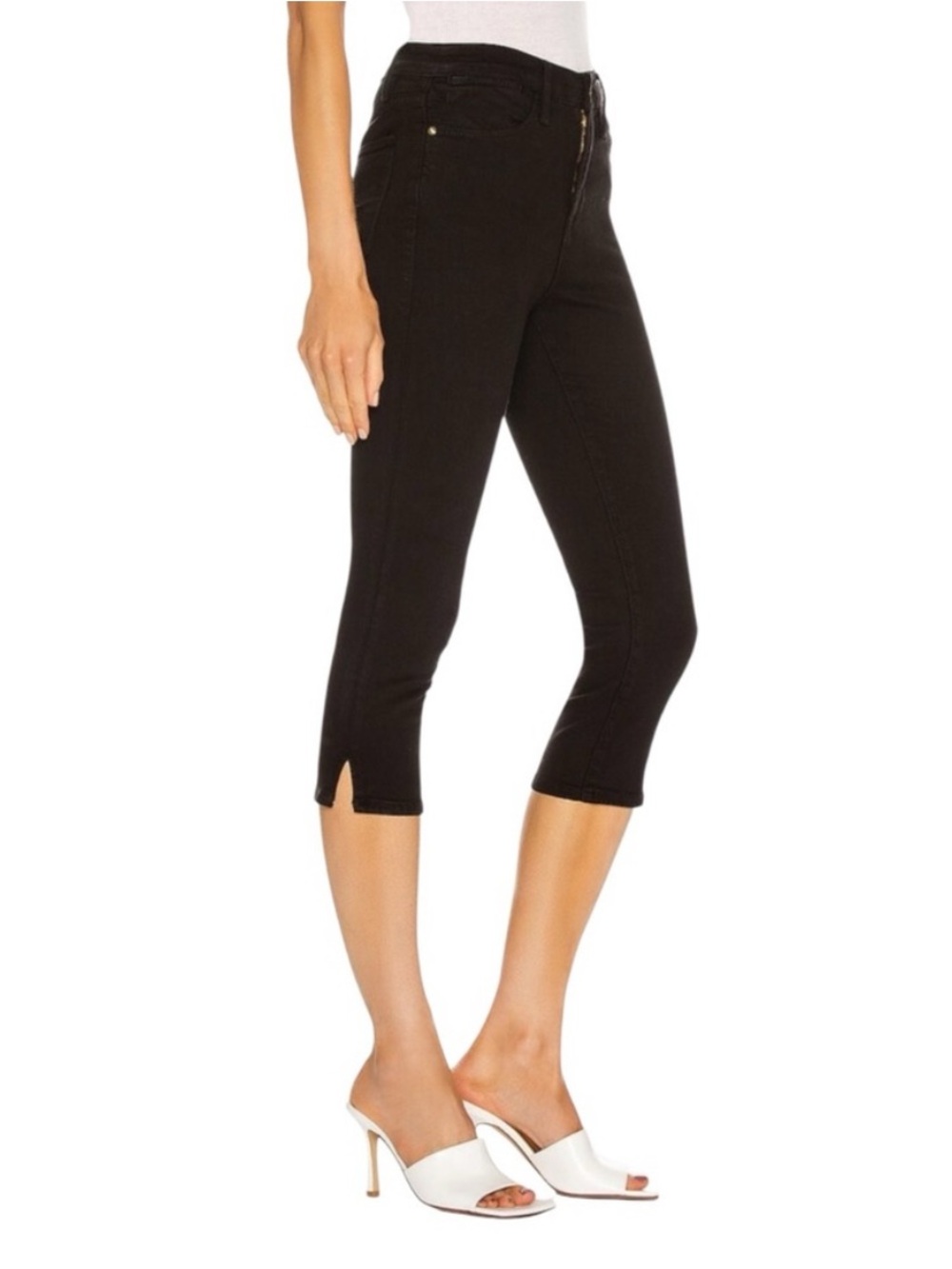 Frame Le High Pedal Pusher Capri Pants Capris Size 26 Black Chic Trendy Fall